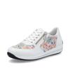 Rieker Laced Trainer With Side Zip - White Combi